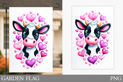 Valentines Cow Garden Flag. Valentines Garden Flag Design Product Image 1