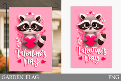 Valentines Raccoon Garden Flag. Valentine Garden Flag Design Product Image 1