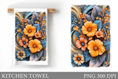Floral Kitchen Towel Design. Flowers Kitchen Towel Product Image 1