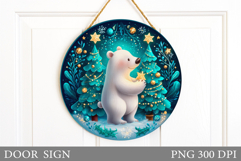Polar Bear Door Sign Design. Christmas Door Sign Sublimation Product Image 1