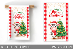 Christmas Cow Kitchen Towel. Christmas Kitchen Towel Design Product Image 1
