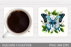 Butterfly Coaster Sublimation. Butterfly Flowers Coaster Product Image 1