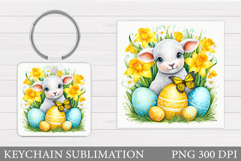 Easter Lamb Keychain Sublimation. Easter Keychain Design Product Image 1