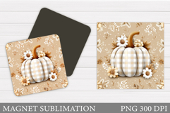Pumpkin Magnet Design. Flowers Pumpkin Sublimation Product Image 1