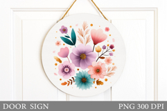Floral Door Sign Sublimation. Flowers Door Sign Design Product Image 1