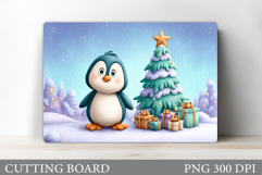 Cute Penguin Cutting Board. Christmas Cutting Board Design Product Image 1