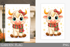 Christmas Cow Garden Flag. Christmas Garden Flag Sublimation Product Image 1