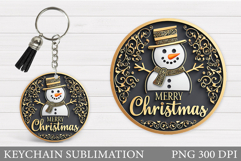 Cute Snowman Keychain Design. Christmas Keychain Sublimation Product Image 1