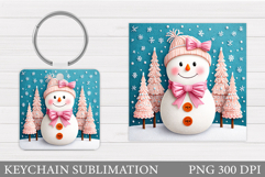 Cute Snowman Keychain Sublimation. Christmas Keychain Design Product Image 1