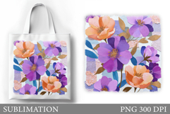 Flowers Tote Bag Design. Floral Tote Bag Sublimation Product Image 1