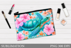 Turtle Cosmetics Bag Design. Sea Turtle Makeup Pouch Product Image 1