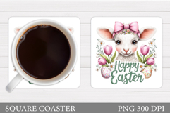 Easter Lamb Coaster Design. Easter Coaster Sublimation Product Image 1
