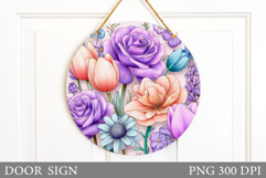 Flower Door Sign Sublimation. Floral Door Sign Design Product Image 1