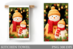 Snowman Kitchen Towel Design. Christmas Kitchen Towel Product Image 1