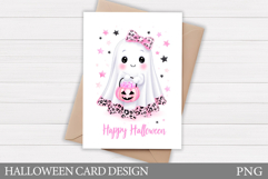Cute Halloween Card Printable. Halloween Ghost Card Design Product Image 1