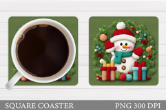 Cute Snowman Coaster Design. Christmas Coaster Sublimation Product Image 1
