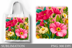 Flowers Tote Bag Design. Floral Tote Bag Sublimation Product Image 1