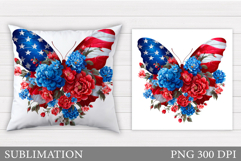 Patriotic Butterfly Pillow. Patriotic Pillow Sublimation Product Image 1