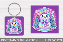 Cute Snowman Keychain Design. Christmas Keychain Sublimation Product Image 1
