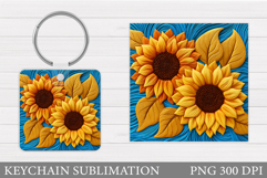 Sunflowers Keychain Sublimation. Summer Flowers Keychain Product Image 1
