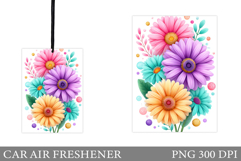 Flowers Car Air Freshener. Car Air Freshener Sublimation Product Image 1