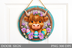 Easter Cow Door Sign Sublimation. Easter Door Sign Design Product Image 1