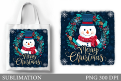 Snowman Tote Bag Sublimation. Christmas Tote Bag Design Product Image 1