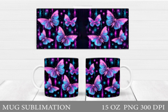 Butterflies Mug Sublimation. Butterfly Mug Design Product Image 1