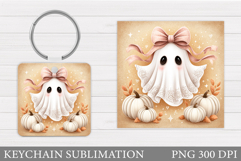 Halloween Keychain Sublimation. Ghost Keychain Design Product Image 1