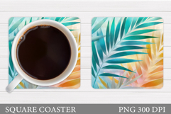 Tropical Leaves Coaster. Tropical Leaves Square Coaster Product Image 1