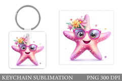 Starfish Keychain Design. Cute Starfish Sublimation Product Image 1