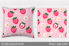 Strawberry Pillow Design. Strawberry Sublimation Product Image 1