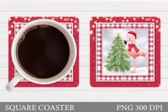 Christmas Flamingo Coaster. Christmas Coaster Design Product Image 1
