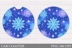 Snowflakes Car Coaster Design. Snowflakes Round Coaster Product Image 1
