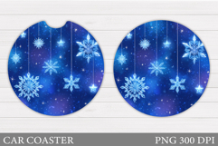 Snowflakes Car Coaster Design. Christmas Car Coaster Product Image 1