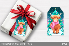 Christmas Cow Gift Tag Printable. Christmas Gift Tag Design Product Image 1