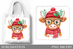 Christmas Cow Tote Bag. Christmas Tote Bag Sublimation Product Image 1