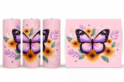 Butterfly Tumbler Design. Butterfly Sublimation Product Image 2