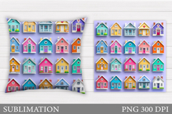 Houses Sublimation. Houses Pillow Design Product Image 1