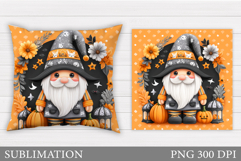 Halloween Gnome Pillow. Halloween Pillow Sublimation Product Image 1