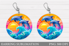 Dolphins Keychain Sublimation. Dolphins Round Keychain Product Image 1