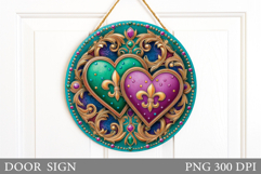 Mardi Gras Door Sign Design. Hearts Mardi Gras Sublimation Product Image 1