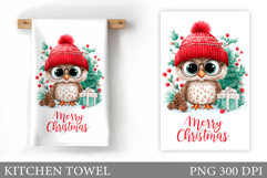 Christmas Owl Kitchen Towel. Christmas Owl Kitchen Towel Product Image 1