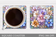 Floral Coaster Design. Flowers Coaster Sublimation Product Image 1