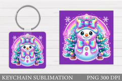 Cute Snowman Keychain Design. Christmas Keychain Sublimation Product Image 1