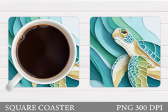 Sea Turtle Coaster Design. Sea Turtle Sublimation Product Image 1
