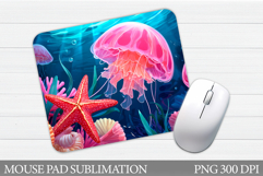 Jellyfish Mouse Pad Design. Sea Mouse Pad Sublimation Product Image 1