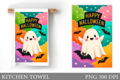 Cute Ghost Kitchen Towel. Halloween Kitchen Towel Design Product Image 1