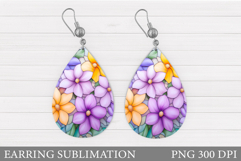 Flowers Teardrop Earring. Wildflowers Earring Sublimation Product Image 1