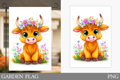 Cute Cow Garden Flag Design. Cute Cow Sublimation Product Image 1